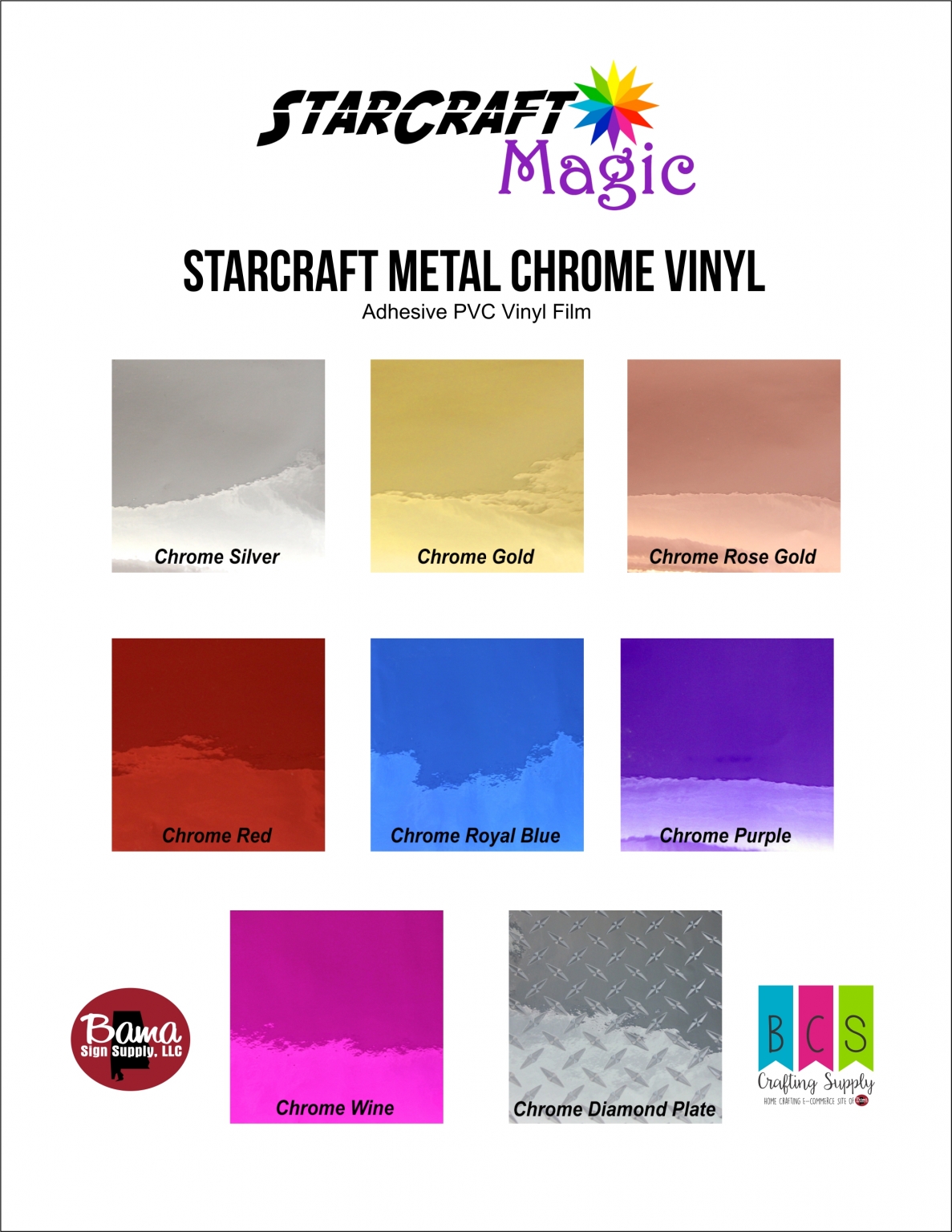 StarCraft Metal Chrome Vinyl (12\ X 12\ Sheets) : Bama Crafting Supply
