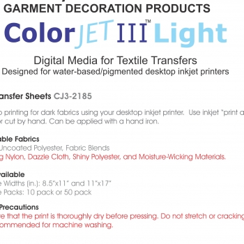 Printable HTV Sheets (8.5 X 11 - Letter Size) for LIGHT Garments
